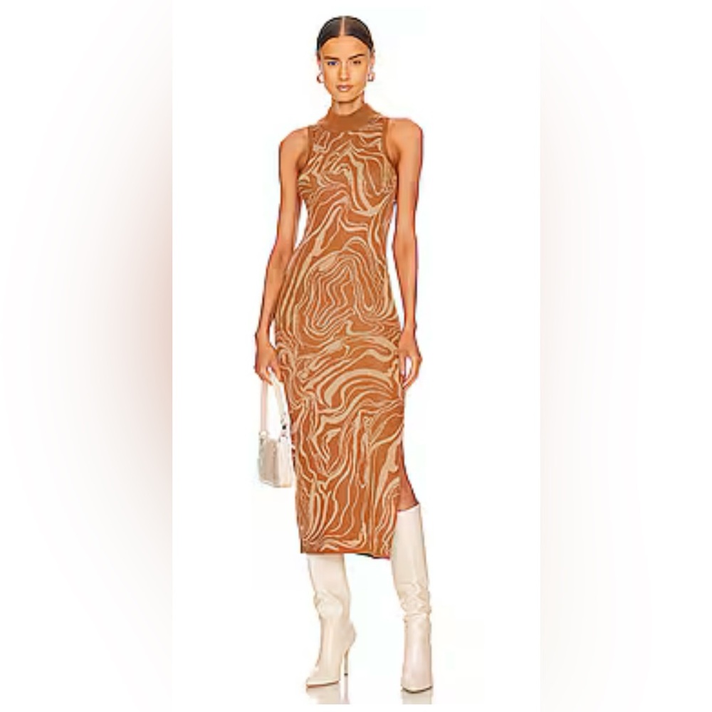 Revolve Paloma midi dress, brown & tan swirl